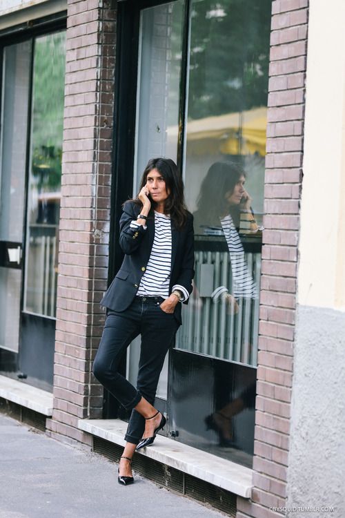 blazer and stripes outfit