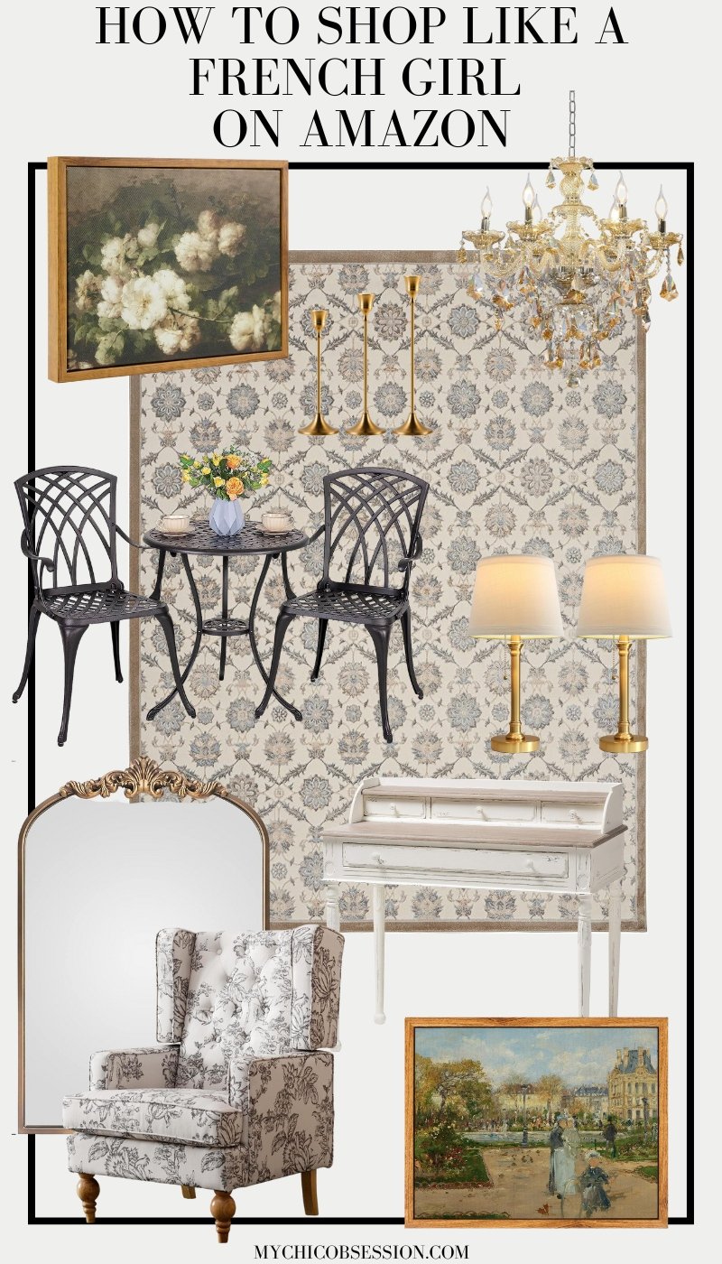 Home furniture and decor from Amazon that are French/Parisian inspired.