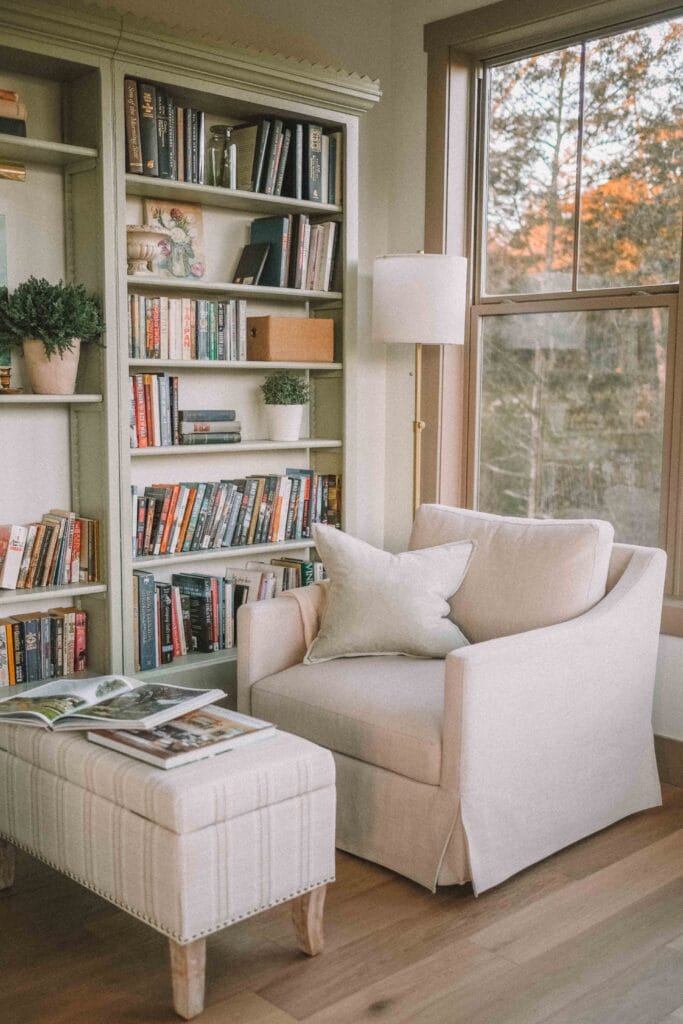 swivel chairs reading lounge area in sunroom